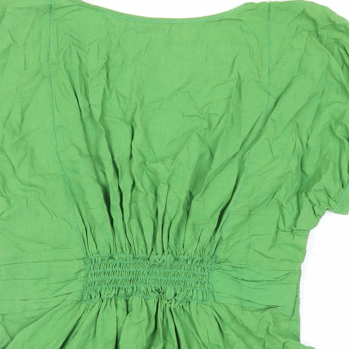 Max Studio Womens Green Viscose Basic Blouse Size L V-Neck