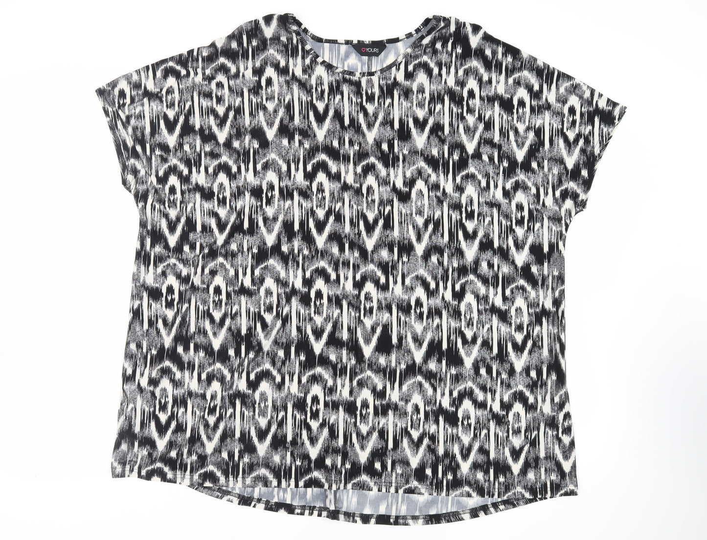 LOVE YOURS Womens Black Geometric Polyester Tunic Blouse Size 22 Round Neck - Size 22-24