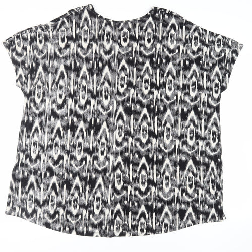 LOVE YOURS Womens Black Geometric Polyester Tunic Blouse Size 22 Round Neck - Size 22-24