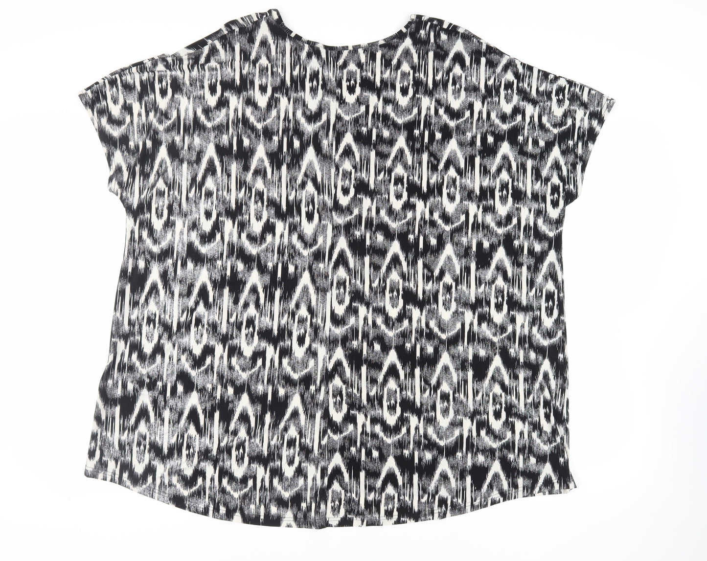 LOVE YOURS Womens Black Geometric Polyester Tunic Blouse Size 22 Round Neck - Size 22-24