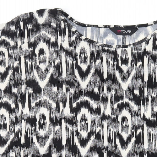 LOVE YOURS Womens Black Geometric Polyester Tunic Blouse Size 22 Round Neck - Size 22-24