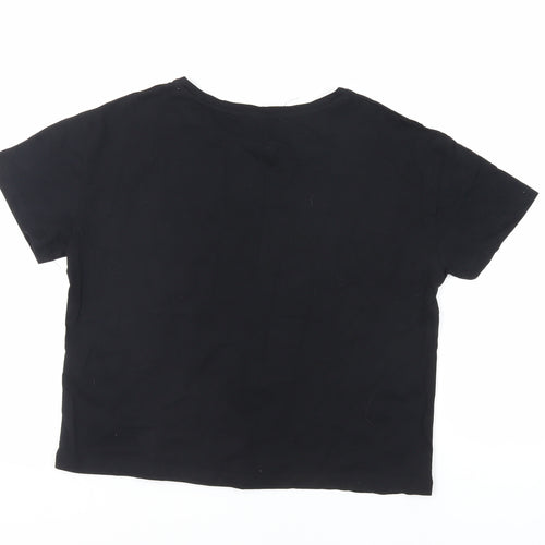 New Look Womens Black Cotton Basic T-Shirt Size S Crew Neck - Elf
