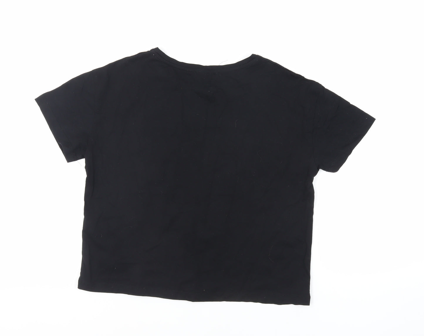 New Look Womens Black Cotton Basic T-Shirt Size S Crew Neck - Elf