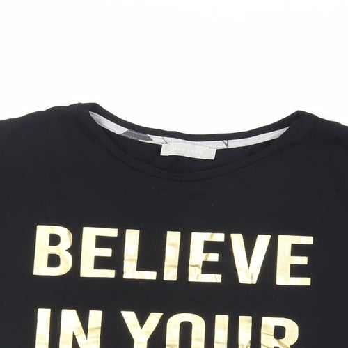 New Look Womens Black Cotton Basic T-Shirt Size S Crew Neck - Elf