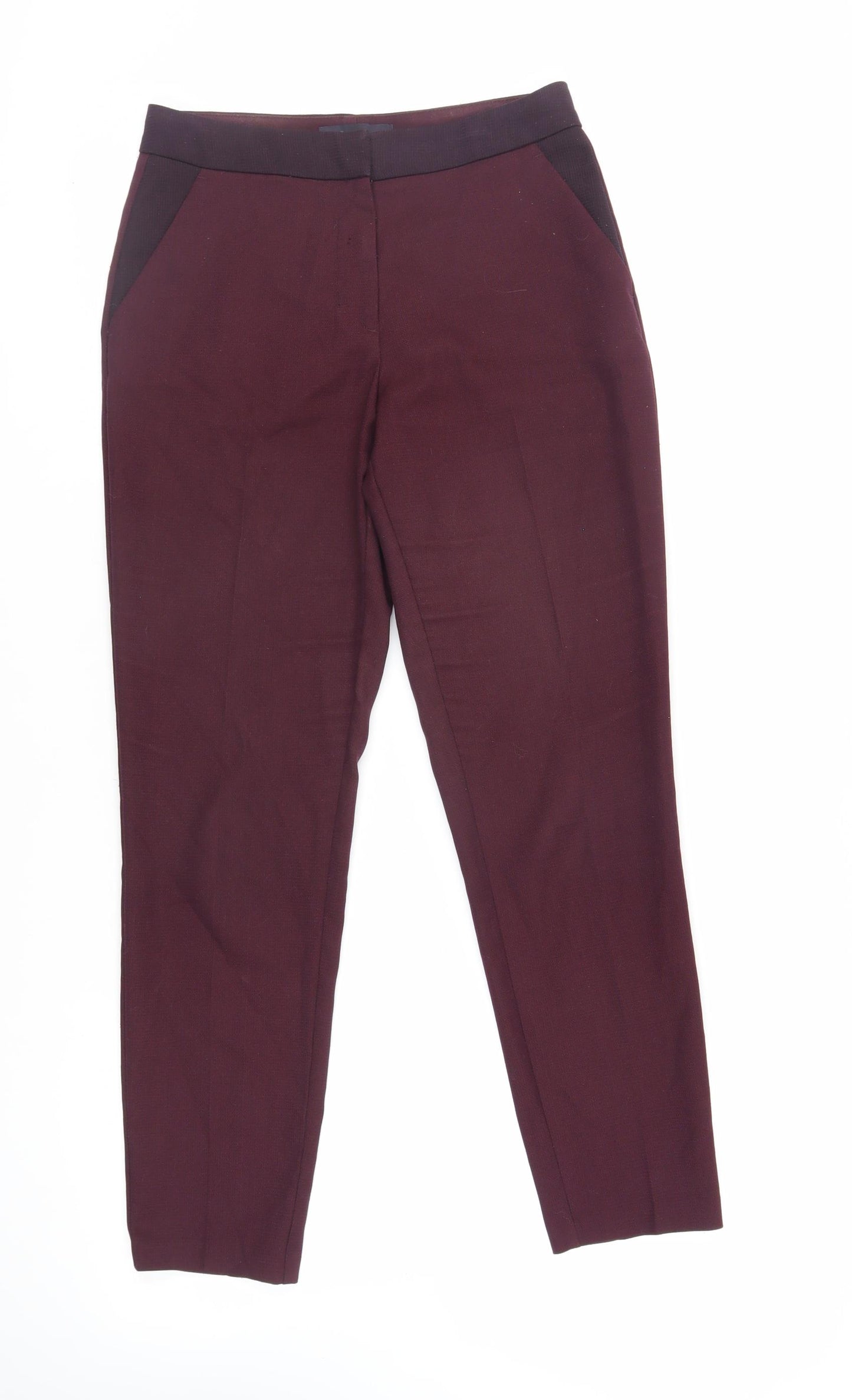 Marks and Spencer Womens Purple Polyester Dress Pants Trousers Size 8 L28 in Regular Zip