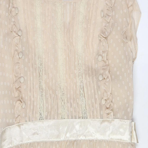 Miss Selfridge Womens Beige Polyester A-Line Size 12 Boat Neck Zip