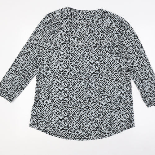 Jones New York Womens Grey Polyester Basic Button-Up Size M V-Neck