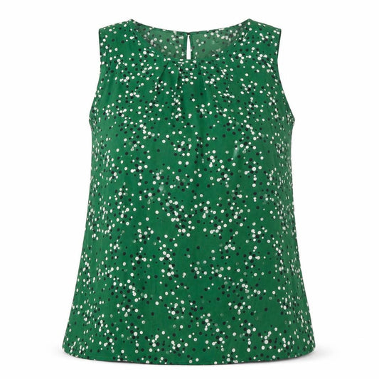 Front view of Paraphrase women’s green polka dot polyester basic button-up, size UK 20, round neck