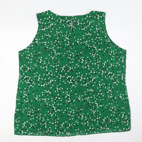 Paraphrase Womens Green Polka Dot Polyester Basic Button-Up Size 20 Round Neck