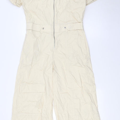 Zara Womens Beige Cotton Jumpsuit One-Piece Size S L31 in Zip