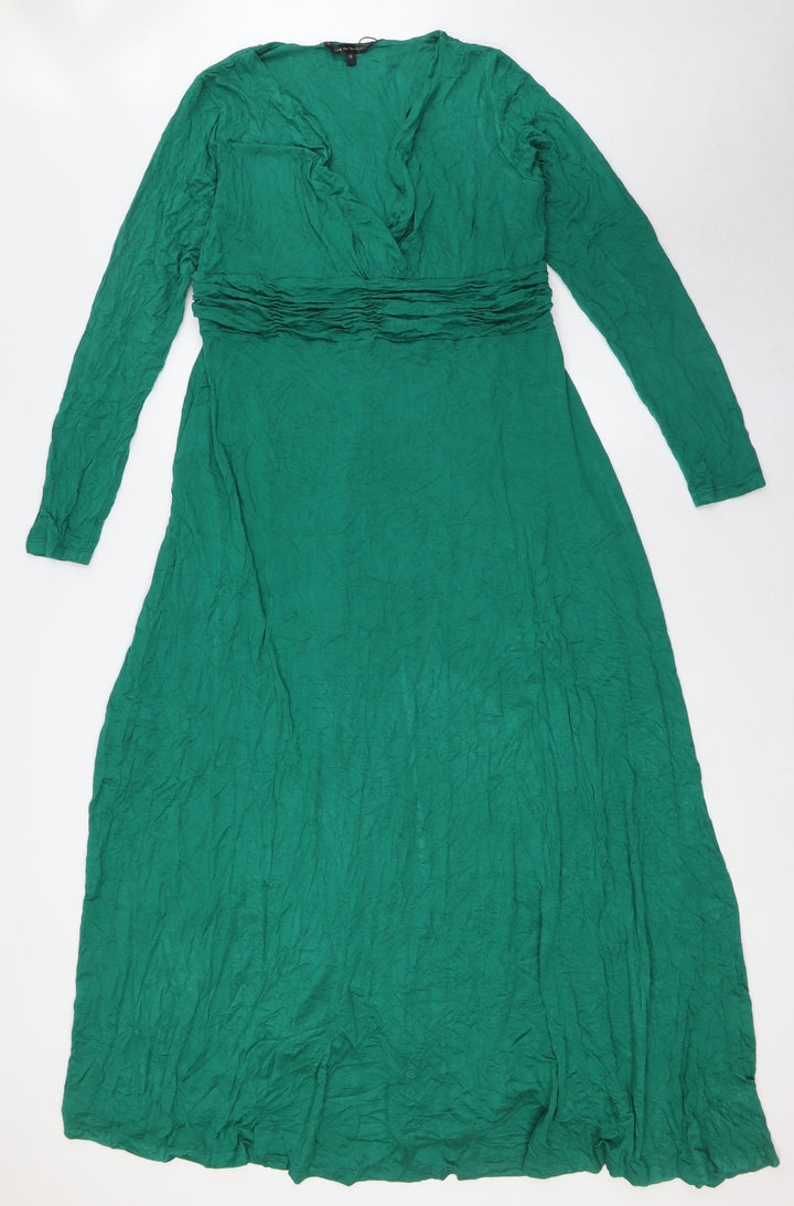 Look For The Stars Womens Green Polyester A-Line Size 18 V-Neck