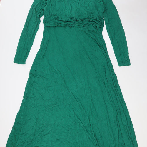 Look For The Stars Womens Green Polyester A-Line Size 18 V-Neck