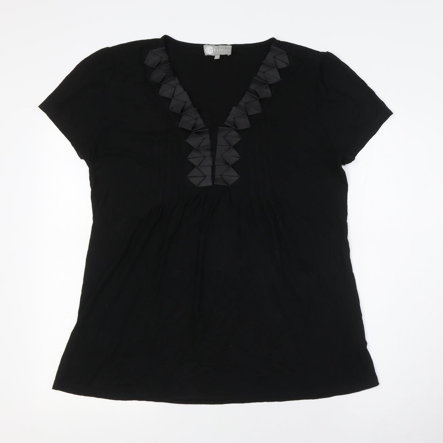 Mia Moda Womens Black Viscose Basic Button-Up Size 16 V-Neck