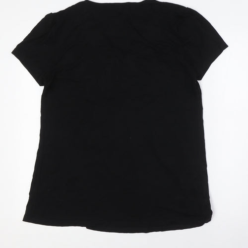 Mia Moda Womens Black Viscose Basic Button-Up Size 16 V-Neck