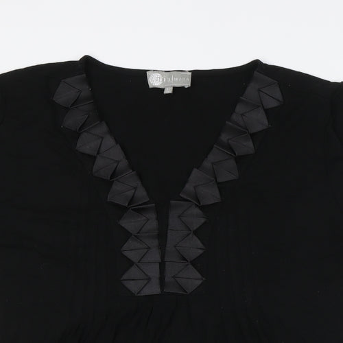 Mia Moda Womens Black Viscose Basic Button-Up Size 16 V-Neck