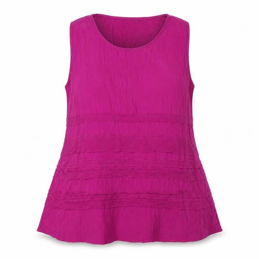 Front view of Merric women’s pink polyester basic button-up, size UK 20, round neck