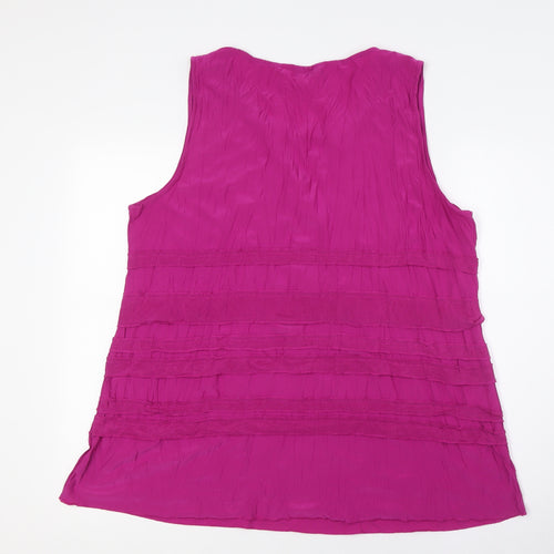Merric Womens Pink Polyester Basic Button-Up Size 20 Round Neck