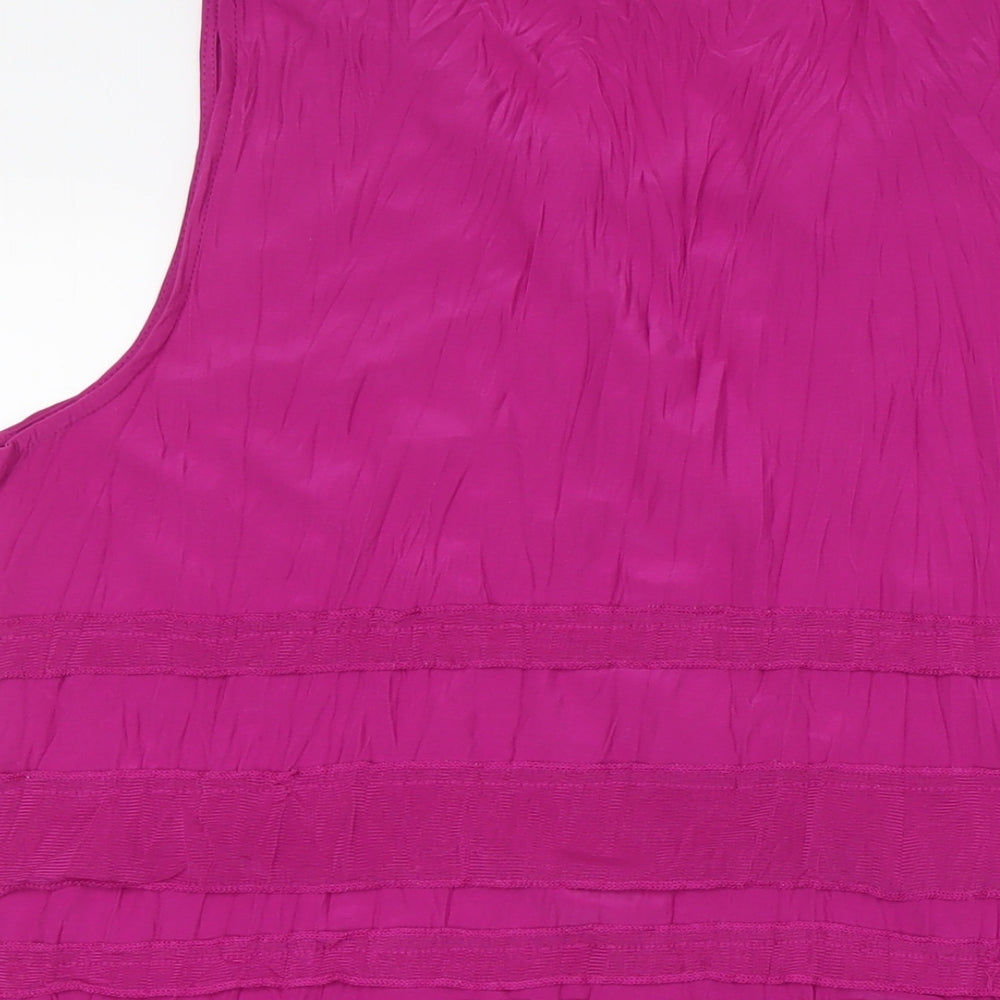 Merric Womens Pink Polyester Basic Button-Up Size 20 Round Neck