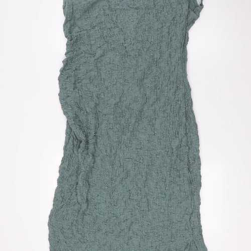 Marks and Spencergre Womens Green Cotton A-Line Size 16 Round Neck