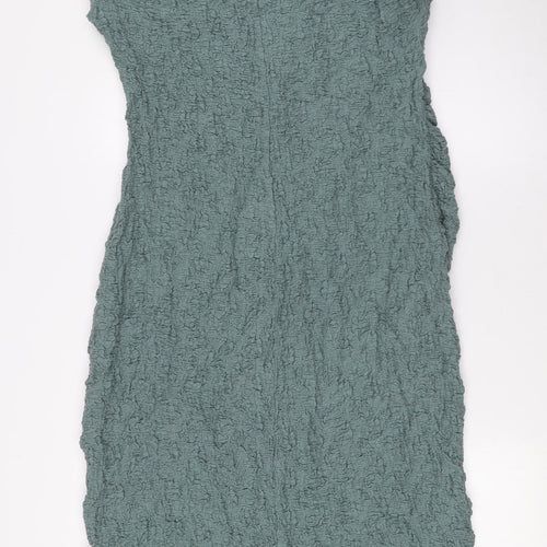Marks and Spencergre Womens Green Cotton A-Line Size 16 Round Neck