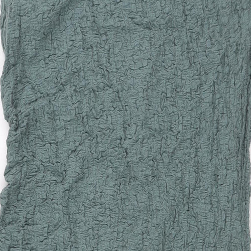 Marks and Spencergre Womens Green Cotton A-Line Size 16 Round Neck