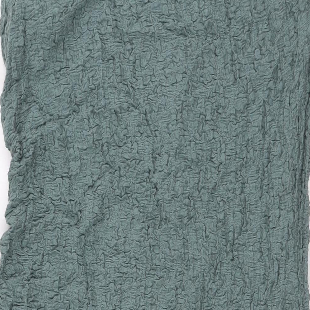 Marks and Spencergre Womens Green Cotton A-Line Size 16 Round Neck