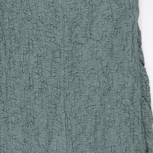 Marks and Spencergre Womens Green Cotton A-Line Size 16 Round Neck