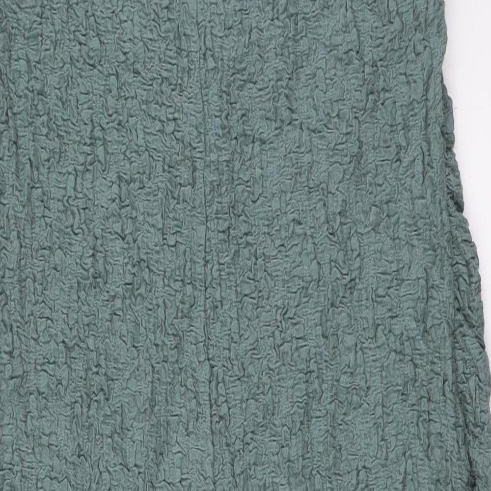 Marks and Spencergre Womens Green Cotton A-Line Size 16 Round Neck
