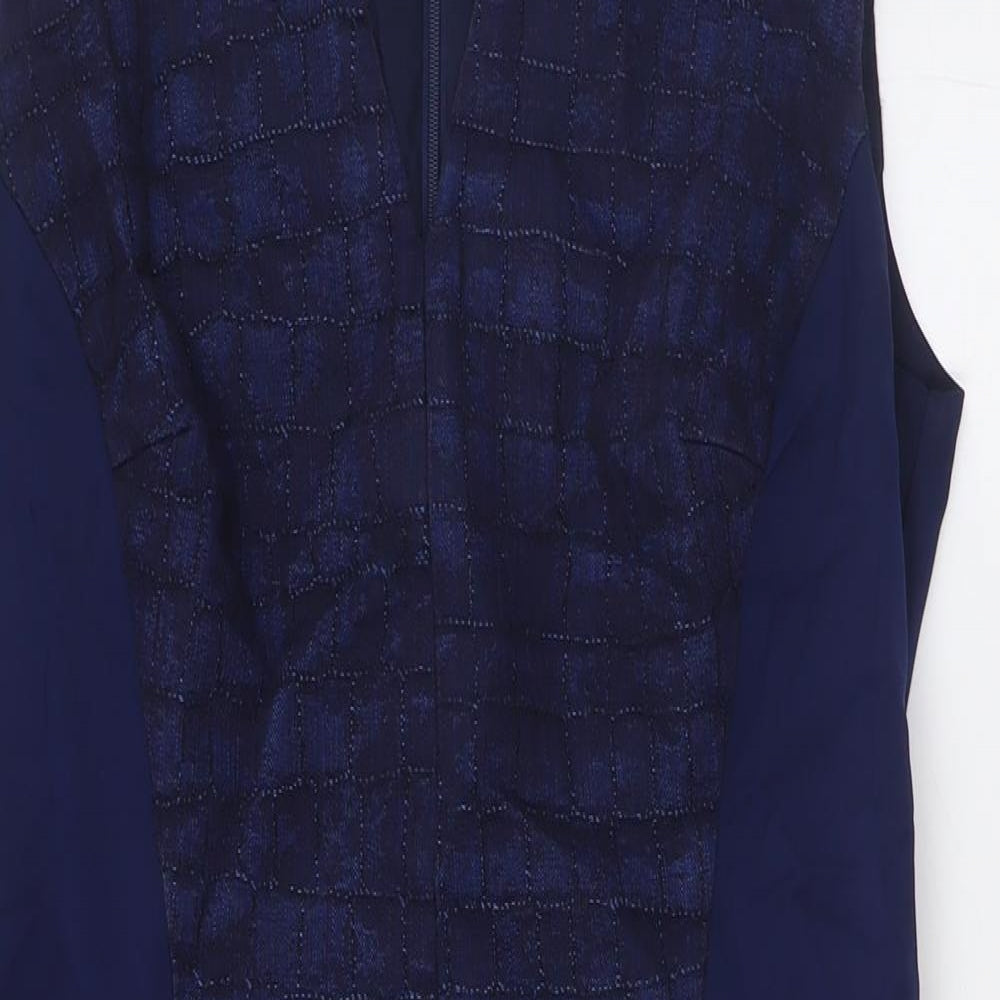 Per Una Womens Blue Cotton Pencil Dress Size 14 V-Neck Zip