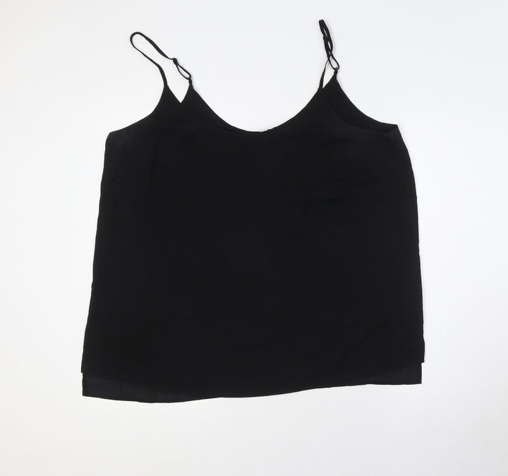 Dorothy Perkins Womens Black Polyester Camisole Button-Up Size 20 Scoop Neck