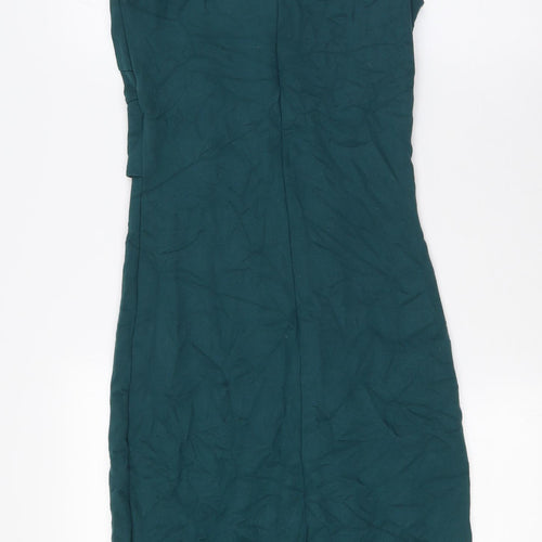 ASOS Womens Green Viscose Pencil Dress Size 10 Round Neck Zip