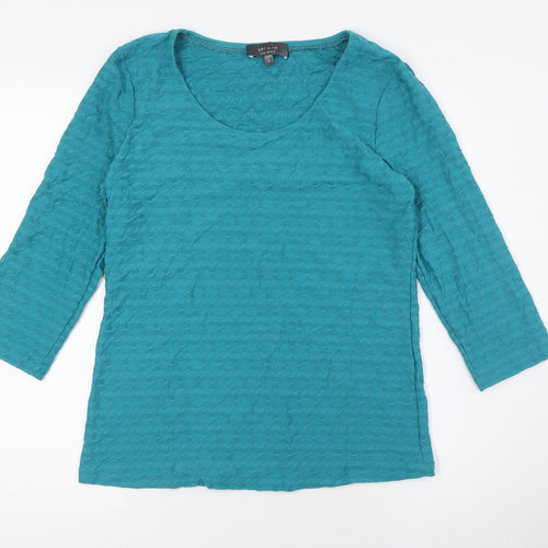 Per Una Womens Green Polyester Basic Button-Up Size 12 Round Neck