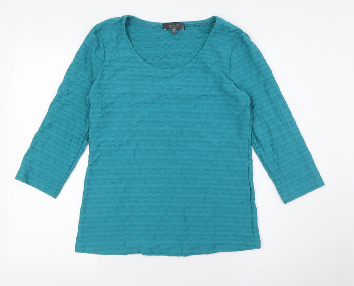 Per Una Womens Green Polyester Basic Button-Up Size 12 Round Neck