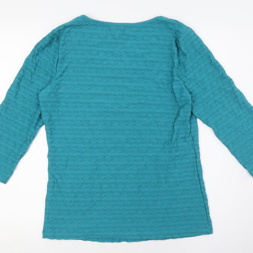 Per Una Womens Green Polyester Basic Button-Up Size 12 Round Neck