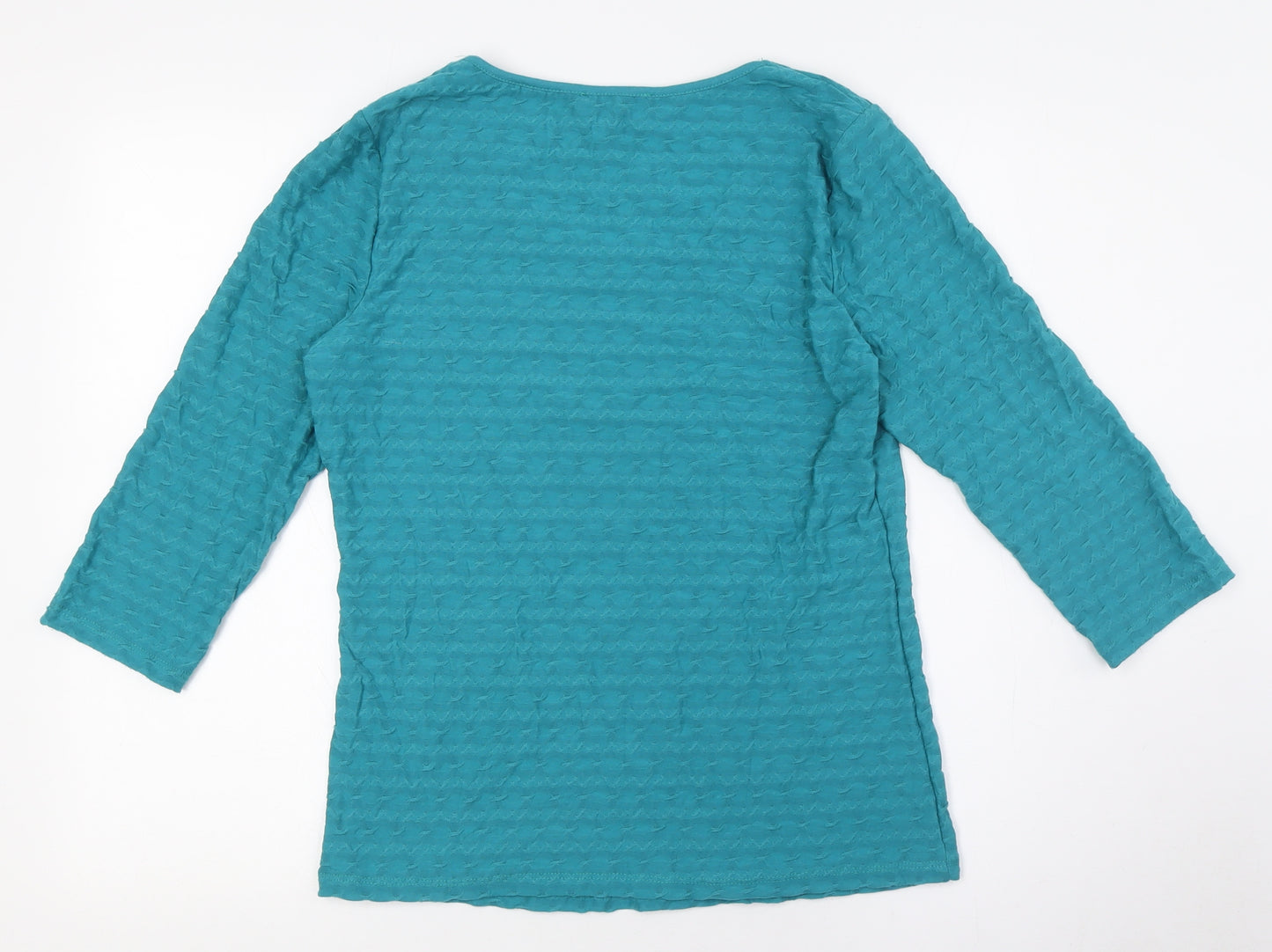 Per Una Womens Green Polyester Basic Button-Up Size 12 Round Neck