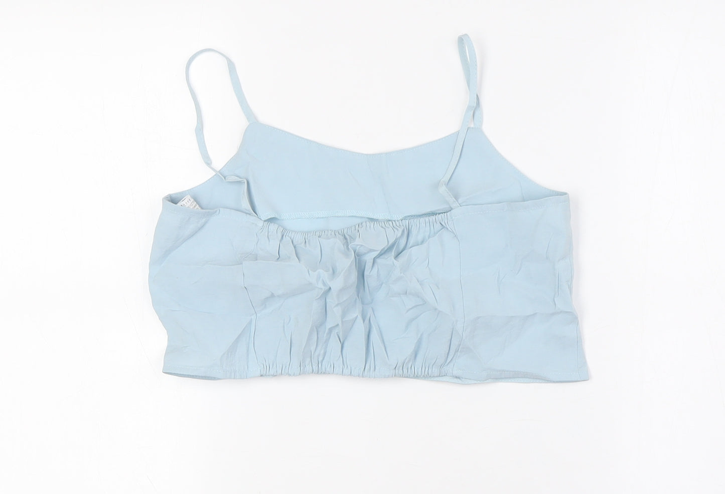 Zara Girls Blue Modal Cropped Button-Up Size 13-14 Years Scoop Neck