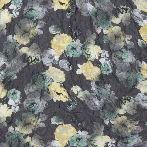 NEXT Womens Grey Floral Viscose Basic Button-Up Size 18 V-Neck