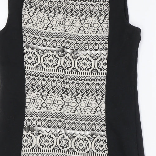 Divided by H&M Womens Black Polyester Pencil Dress Size 16 Round Neck Zip