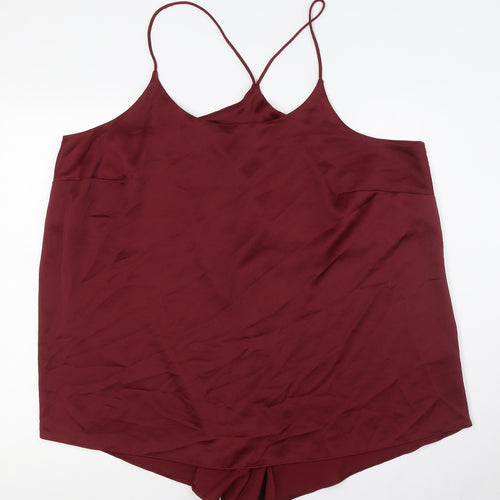 Collection Womens Red Polyester Camisole Button-Up Size 20 Scoop Neck