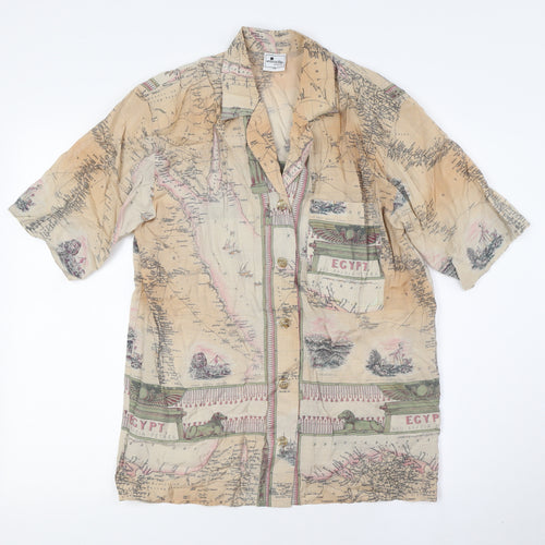 Elinette Womens Brown Viscose Basic Button-Up Size 6 Collared - Egypt