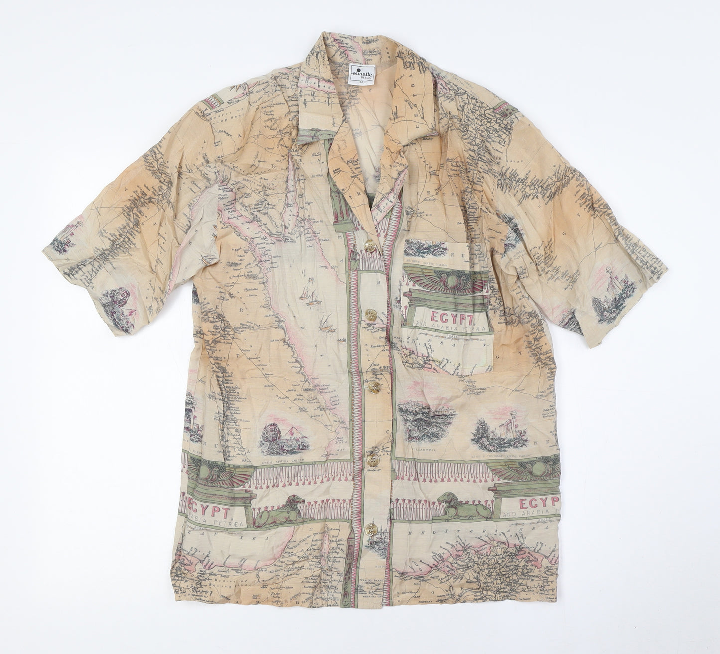 Elinette Womens Brown Viscose Basic Button-Up Size 6 Collared - Egypt