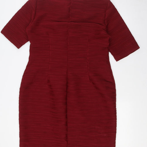 Kaleidoscope Womens Red Polyester Pencil Dress Size 14 Boat Neck - Textured