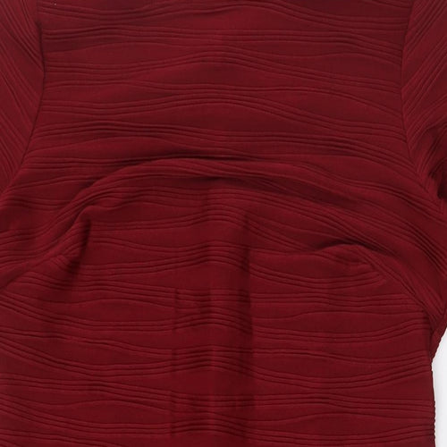 Kaleidoscope Womens Red Polyester Pencil Dress Size 14 Boat Neck - Textured