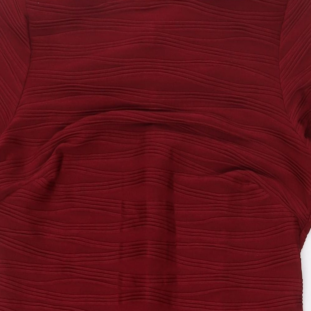 Kaleidoscope Womens Red Polyester Pencil Dress Size 14 Boat Neck - Textured