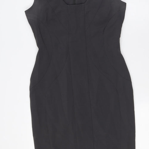 Pied A Terre Womens Grey Polyester Pencil Dress Size 8 Scoop Neck Zip