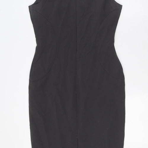 Pied A Terre Womens Grey Polyester Pencil Dress Size 8 Scoop Neck Zip