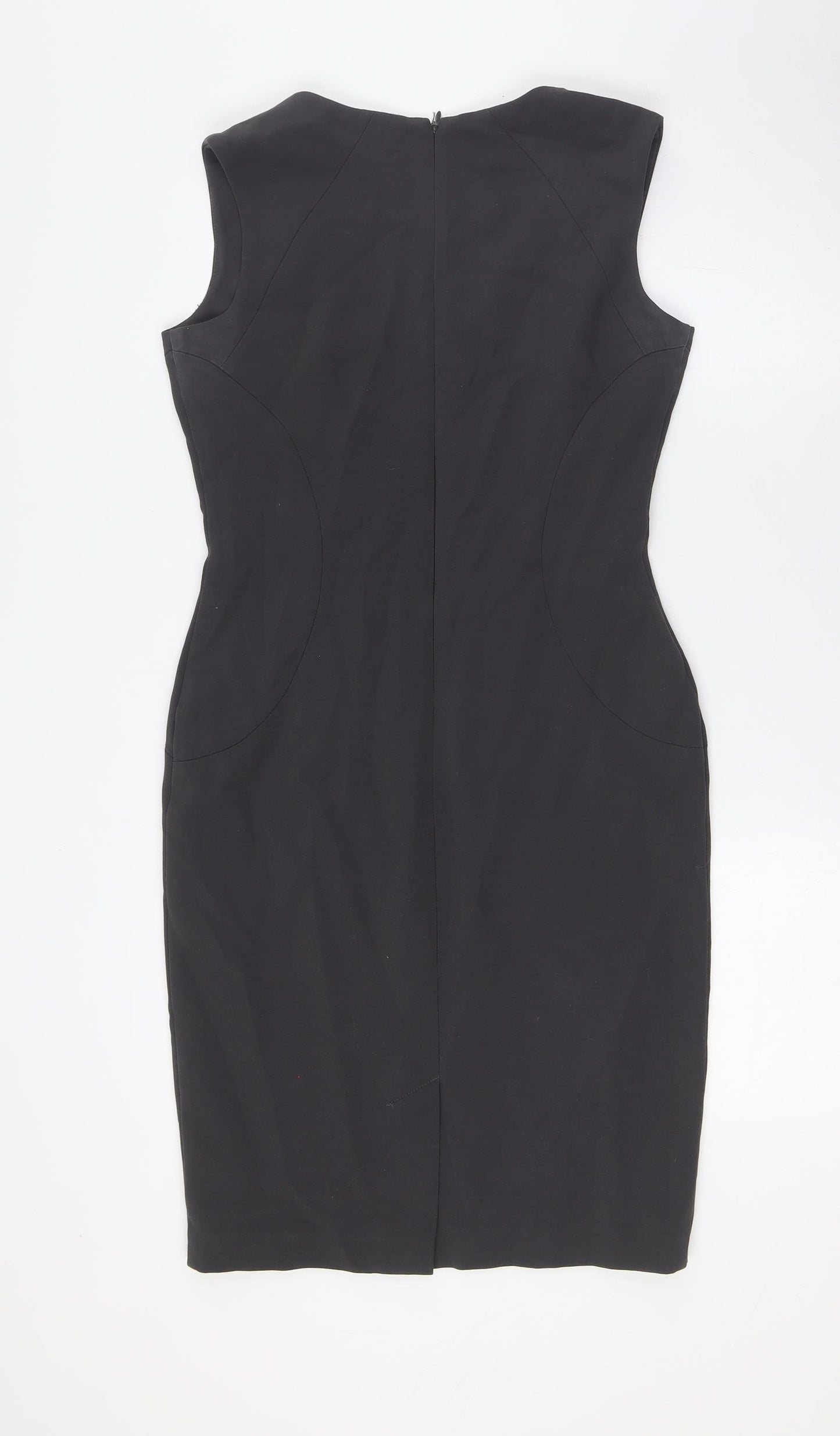 Pied A Terre Womens Grey Polyester Pencil Dress Size 8 Scoop Neck Zip