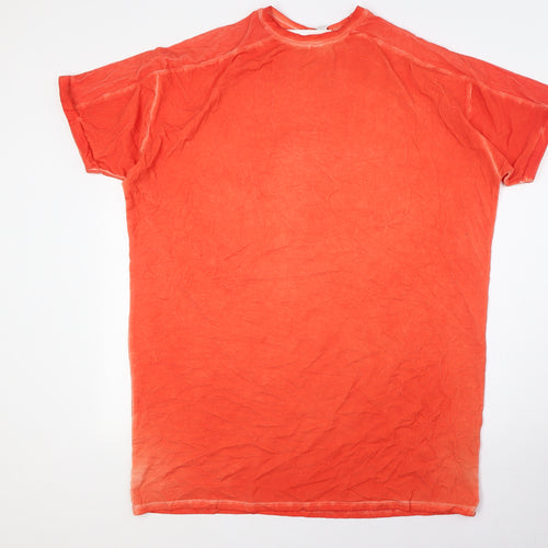 ASOS Womens Orange Cotton Basic T-Shirt Size 12 Crew Neck