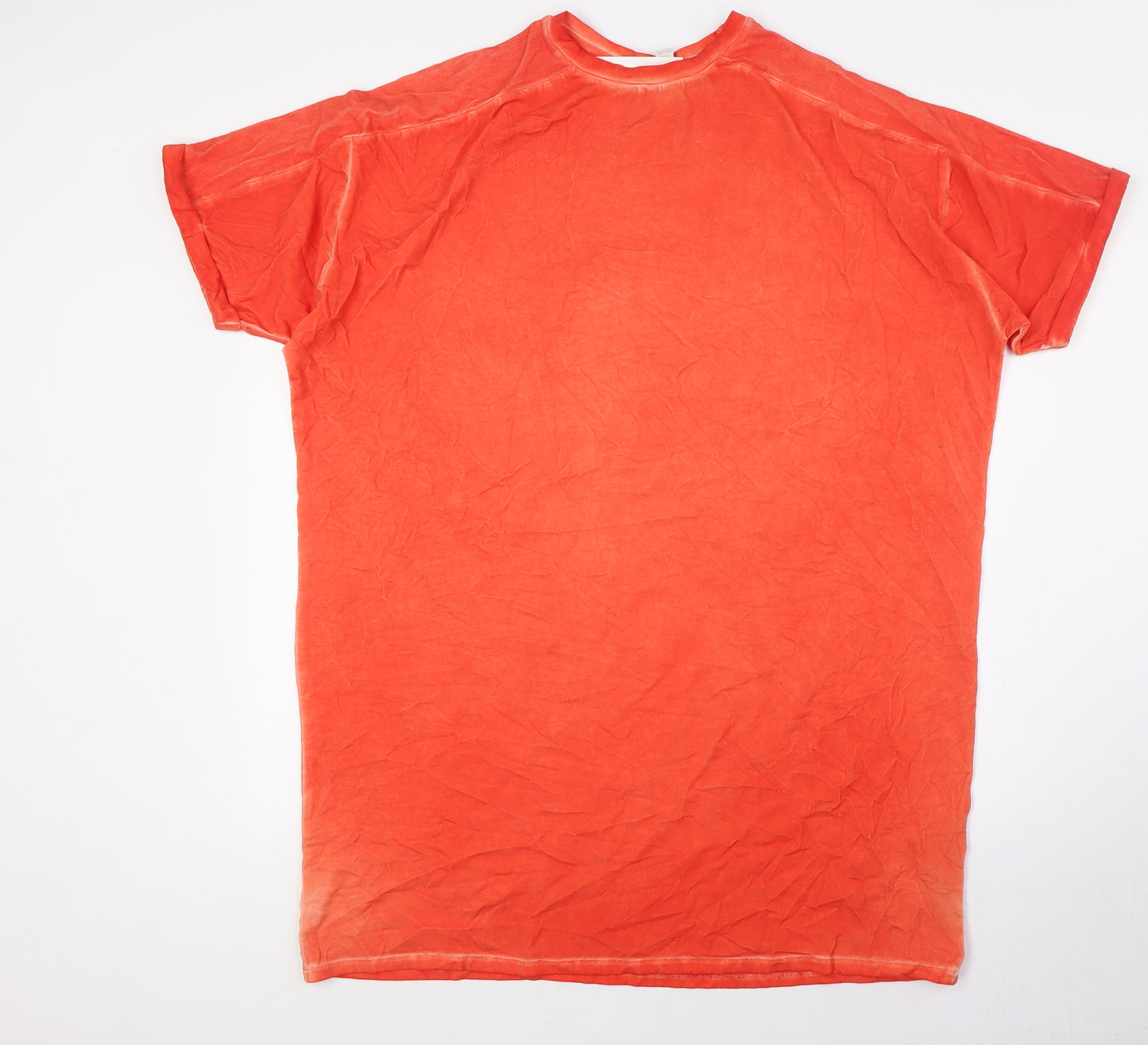 ASOS Womens Orange Cotton Basic T-Shirt Size 12 Crew Neck