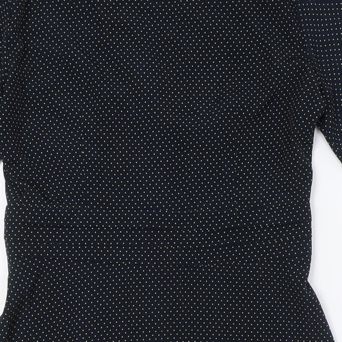 Topshop Womens Black Plaid Polyester A-Line Size 10 V-Neck Button